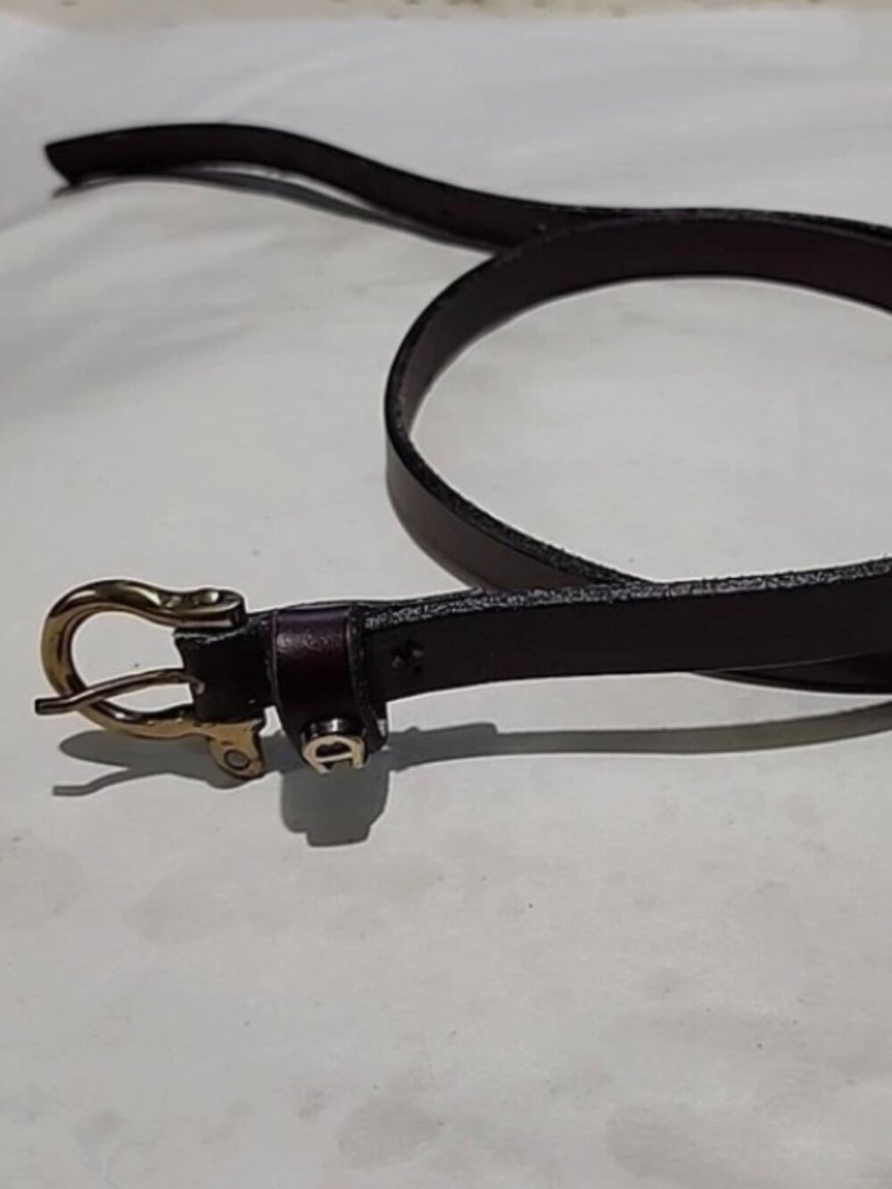 Vintage Etienne Aigner Womens Leather Skinny Belt Sz 30 Oxblood Red Brown